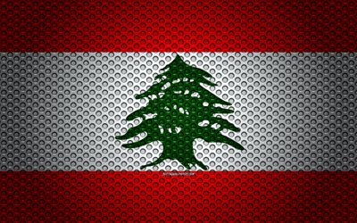 Drapeau du Liban, 4k, art cr&#233;atif, de maille en m&#233;tal de la texture, le Liban, le drapeau, symbole national, l&#39;Asie, les drapeaux des pays d&#39;Asie