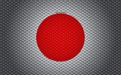 Lipun Japani, 4k, creative art, metalliverkosta, Japanin lippu, kansallinen symboli, Japani, Aasiassa, liput Aasian maat