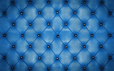 blue leather upholstery, 4k, tufted blue upholstery, blue leather, macro, blue leather background, leather textures, blue backgrounds