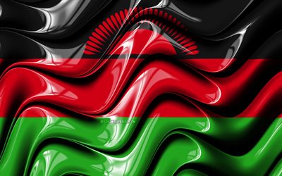 Malawi flagga, 4k, Afrika, nationella symboler, Flaggan i Malawi, 3D-konst, Malawi, Afrikanska l&#228;nder, Malawi 3D-flagga