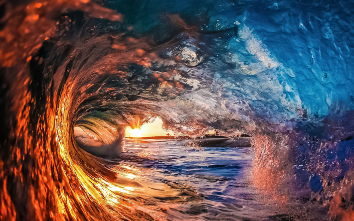ダウンロード画像 美しい波 夕日 水概念 海洋波 夜 水しぶき フリー のピクチャを無料デスクトップの壁紙