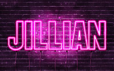 Jillian, 4k, wallpapers with names, female names, Jillian name, purple neon lights, Happy Birthday Jillian, picture with Jillian name