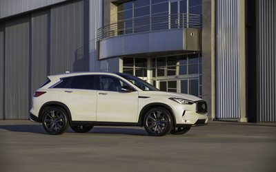 Infiniti QX50, 2020, vista lateral, branco SUV, branco novo QX50, exterior, carros japoneses, Infiniti