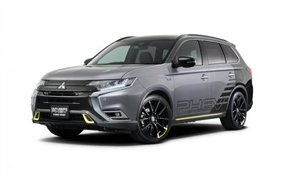 Mitsubishi Outlander, PHEV, Street Sport, 2020, side view, exterior, gray crossover, new gray Outlander, tuning Outlander, electric cars, japanese cars, Mitsubishi