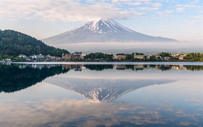 Mount Fuji, Fujisan, Fujiyama, Stratovolcano, evening, sunset, mountain landscape, volcano, Honshu, Japan