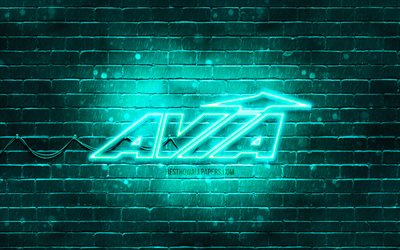 Avia turquoise logo, 4k, turquoise brickwall, Avia logo, sports brands, Avia neon logo, Avia