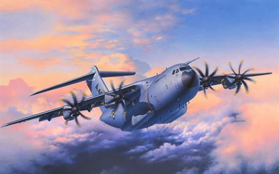 Airbus A400M Atlas, artwork, USAF, US army, Airbus A400M, transport aircraft, Airbus Military, United States Air Force, Military aircraft, Airbus