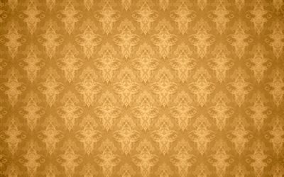 brun vintage fond, vintage floral, mod&#232;le, brun damass&#233; motif, motifs floraux, des arri&#232;re-plans vintage, brun r&#233;tro origines, floral vintage pattern