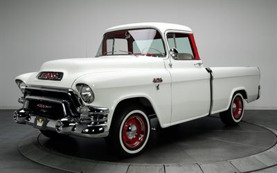 1956, GMC Suburban, V8 Hydramatic, white pickup truck, retro cars, white Suburban 1956, american cars, vintage cars, GMC