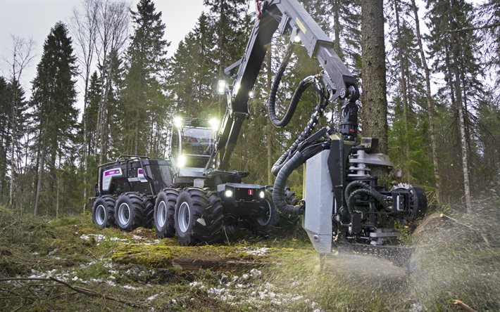 Logset 12H GTE Hybrid, harvester, forest machine, 8x8, felling of trees, forestry machine, logging, Logset