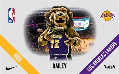 Bailey, mascot, Los Angeles Lakers, NBA, portrait, USA, basketball, Staples Center, Los Angeles Lakers logo, lakers mascot