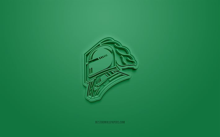 London Knights, creative 3D logo, green background, OHL, 3d emblem, Canadian Hockey Team, Ontario Hockey League, Ontario, Canada, 3d art, hockey, London Knights 3d logo