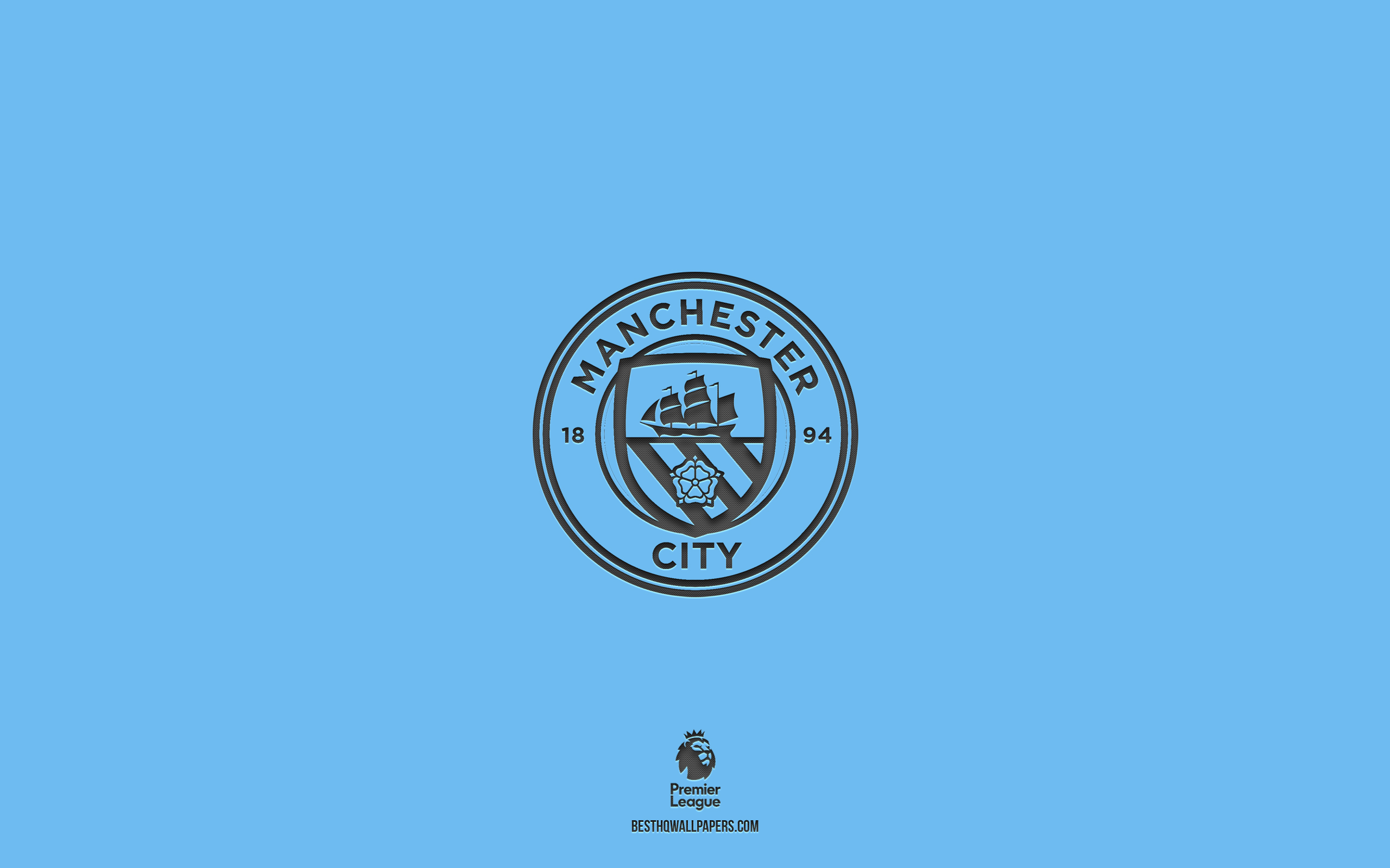 Download wallpapers Manchester City FC, blue background, English football  team, Manchester City FC emblem, Premier League, England, football, Manchester  City FC logo for desktop with resolution 2560x1600. High Quality HD  pictures wallpapers