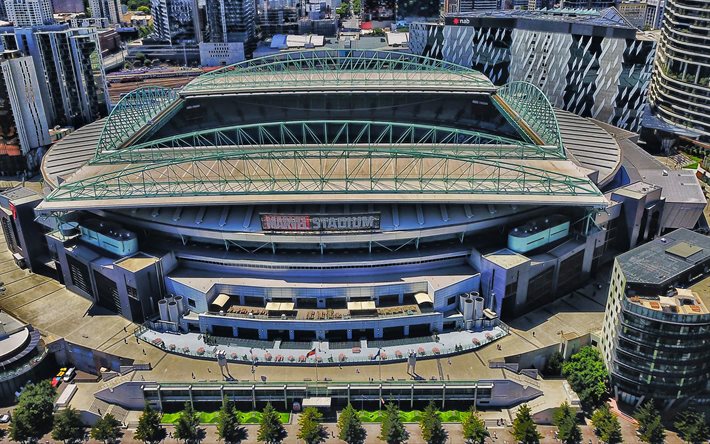 Marvel Stadium, Melbourne, Docklands Stadium, Sports Arena, vue de dessus, l&#39;Esplanade du port, Docklands, Australie, Melbourne Storm