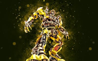 Ratchet, 4k, néons jaunes, transformateurs, créatif, autobot, Optimus Prime Transformer, Ratchet 4K
