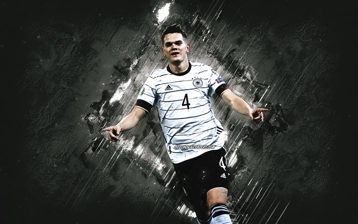 Matthias Ginter, Tyskland fotbollslandslag, tysk fotbollsspelare, portr&#228;tt, gr&#229; sten bakgrund, fotboll, Tyskland