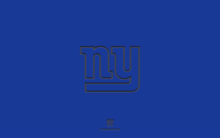 New York Giants, sfondo blu, squadra di football americano, emblema dei New York Giants, NFL, USA, football americano, logo dei New York Giants
