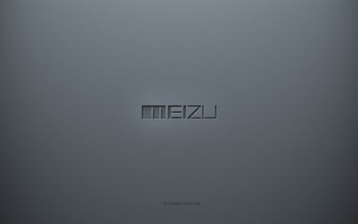 Logo Meizu, sfondo creativo grigio, emblema Meizu, texture carta grigia, Meizu, sfondo grigio, logo Meizu 3d