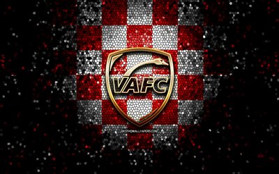 Valenciennes FC, glitter logo, Ligue 2, red white checkered background, soccer, french football club, Valenciennes logo, mosaic art, football, VAFC, FC Valenciennes