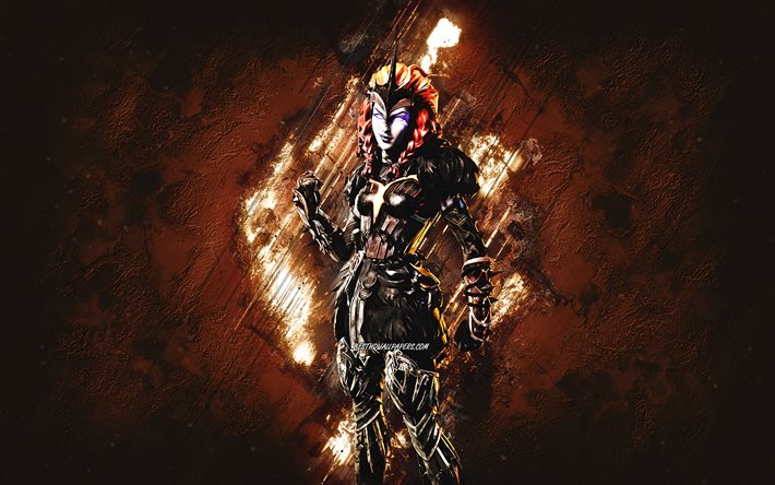 Fortnite Molten Valkyrie Skin, Fortnite, main characters, brown stone background, Molten Valkyrie, Fortnite skins, Molten Valkyrie Skin, Molten Valkyrie Fortnite, Fortnite characters