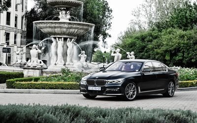 BMW 7, 2017, G11, Sedan, musta bmw, 7-Sarja, luksusautojen, bmw