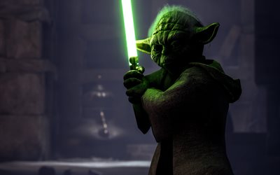 Yoda, 4k, 2018 games, sword, Star Wars Battlefront 2, Star Wars