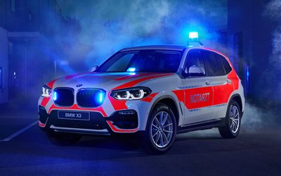 BMW X3, 2018, tedesco ambulanza, il crossover esterno, luci di emergenza, la nuova X3, auto tedesche, xDrive20d, BMW