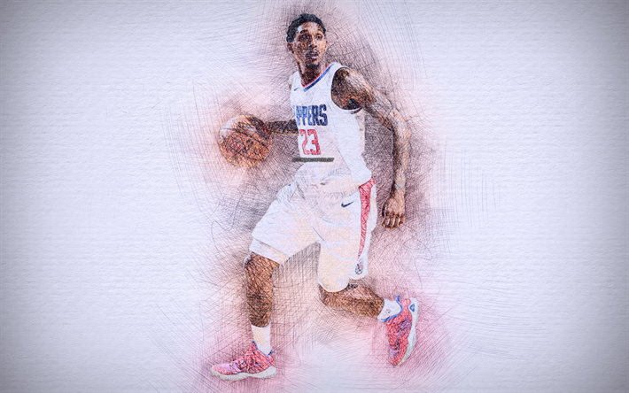 Lou Williams, 4k, artwork, basketball stars, Los Angeles Clippers, NBA, basketball, LA Clippers, Sweet Lou, drawing Lou Williams
