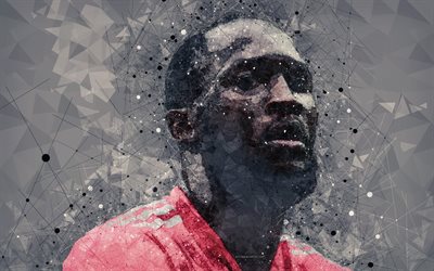 Romelu Lukaku, 4k, Belgian footballer, creative art portrait, face, geometric art, Manchester United, Premier League, England, football