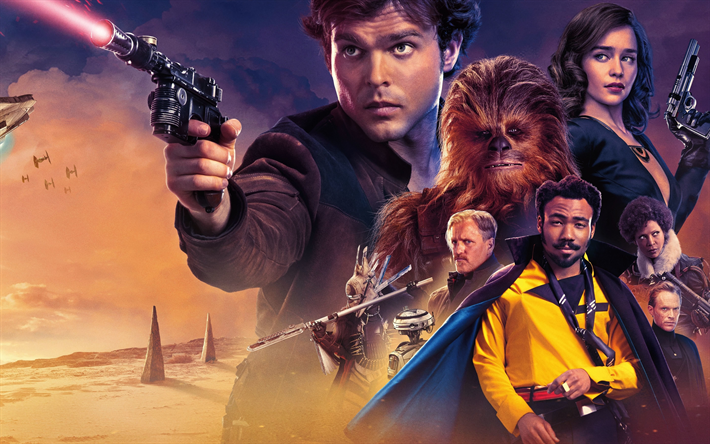 Solo A Star Wars Story, 2018, Alden Ehrenreich, poster, promo, new movie, all characters, Emilia Clarke