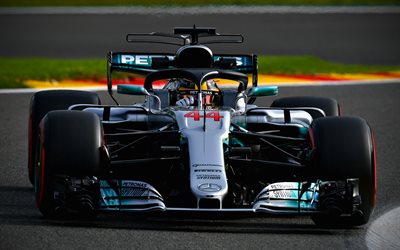 4k, Lewis Hamilton, l&#228;hikuva, Mercedes AMG F1, 2018 autoja, raceway, Formula 1, F1, Formula, F1-2018
