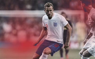 Harry Kane, 4k, Englanti jalkapallo joukkue, fan art, Kane, jalkapallo, jalkapalloilijat, Englannin Maajoukkueen