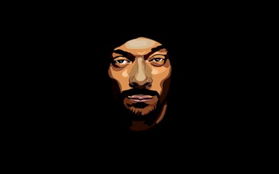 Snoop Dogg, 4k, minimaalinen, amerikkalainen r&#228;pp&#228;ri, musiikin t&#228;hdet, musta tausta, Snoop Lion, luova, amerikkalainen julkkis, Calvin Cordozar Broadus Jr, Snoop Dogg minimalismia, Snoop Dogg 4K