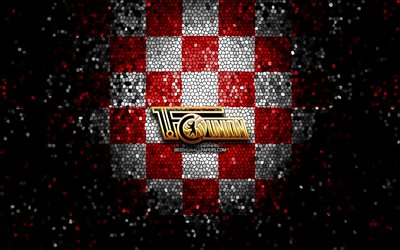 Union Berlin FC, glitter logo, Bundesliga, red white checkered background, soccer, FC Union Berlin, german football club, Union Berlin logo, mosaic art, football, Germany