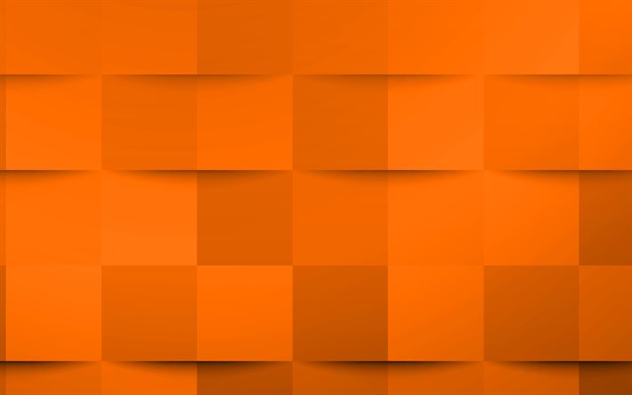 Orange 3d squares texture, Orange creative texture, Orange 3d abstraction, Orange 3d background, Orange mosaic texture