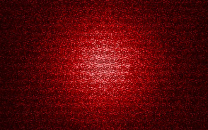 rouge mosa&#239;que de fond, abstrait, art, mosa&#239;que de motifs, fond rouge, mosa&#239;que de textures, fond avec de la mosa&#239;que