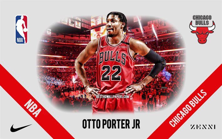 Otto Porter, Chicago Bulls, - Jogador De Basquete Americano, NBA, retrato, EUA, basquete, United Center, Chicago Bulls logotipo