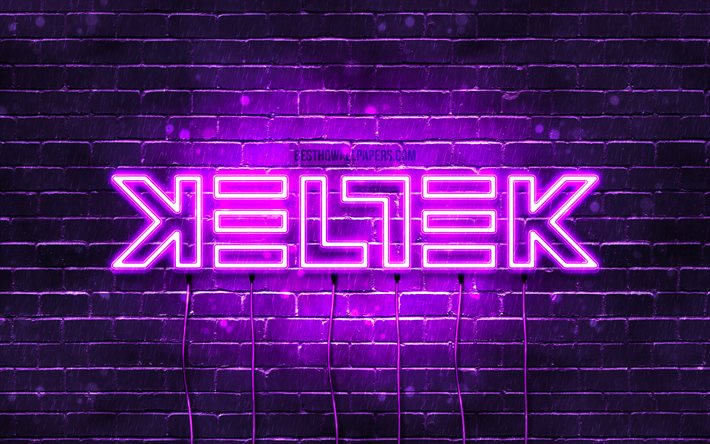 Keltek violeta logotipo, 4k, superstars, holand&#234;s DJs, violeta brickwall, Precisa de logotipo, Voc&#234; precisa, estrelas da m&#250;sica, Keltek neon logotipo