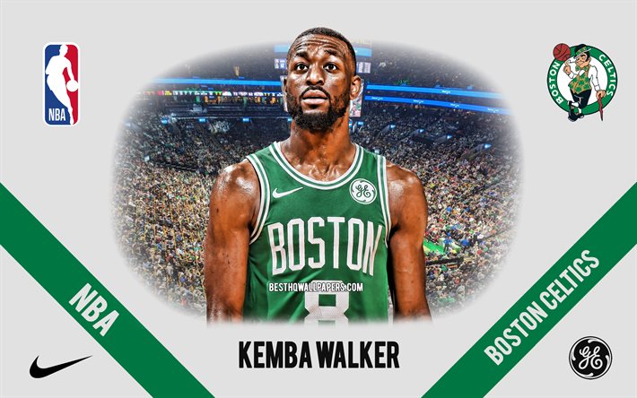 Kemba Walker, Boston Celtics, Joueur Am&#233;ricain de Basket, la NBA, portrait, etats-unis, le basket-ball, TD Garden, Boston Celtics logo