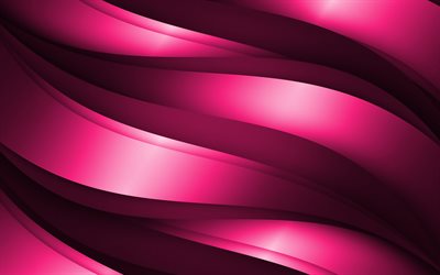 pink 3D waves, abstract waves patterns, waves backgrounds, 3D waves, pink wavy background, 3D waves textures, wavy textures, background with waves