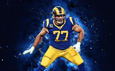 Andrew Whitworth, 4k, ffensive tackle, Los Angeles Rams, american football, NFL, LA Rams, Andrew James Whitworth, National Football League, neon lights, Andrew Whitworth Rams, Andrew Whitworth 4K