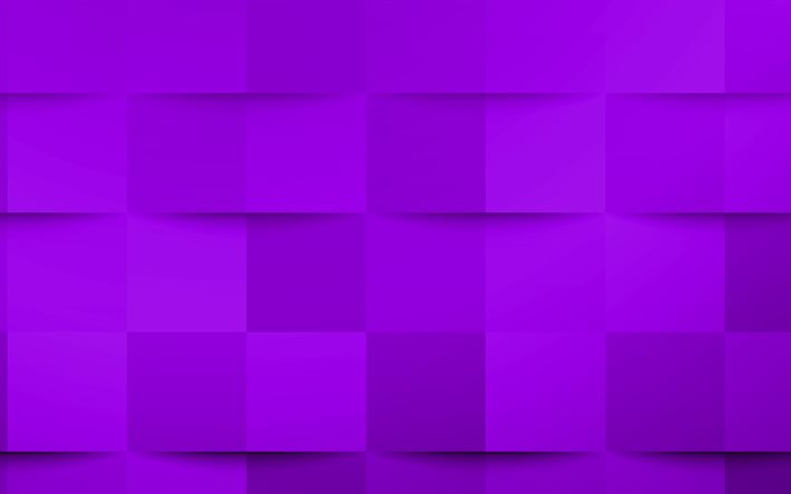Violet 3d squares texture, Violet creative texture, Violet 3d abstraction, Violet 3d background, Violet mosaic texture