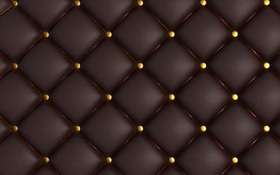 en cuir brun textures 4k, en cuir avec coutures en cuir marron fond, brun sellerie cuir, de cuir, de milieux, de textures, de la macro, des tissus d&#39;ameublement de textures