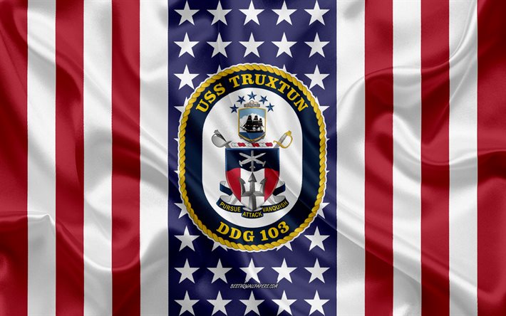 USS Truxtunエンブレム, DDG-103, アメリカのフラグ, 米海軍, 米国, USS Truxtunバッジ, 米軍艦, エンブレム、オンラインでのTruxtun