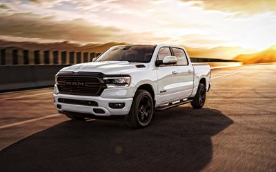 Ram 1500, Big Horn Low Down Concept, exterior, front view, white pickup truck, new white Ram 1500, american cars