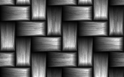 gris de tejido de fondo, 4k, cester&#237;a texturas, patrones de mimbre, gris fondo de carbono, el carbono texturas, tejidos de texturas