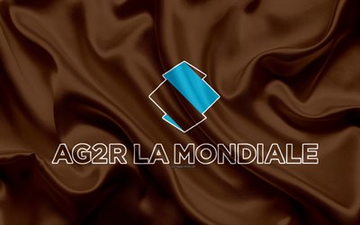 AG2R La Mondiale, 4k, logo, French road cycling team, silk texture, emblem, brown silk flange, Tour de France, bicycle race, France