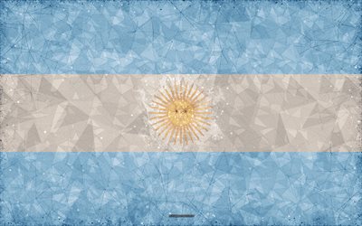 Bandiera dell&#39;Argentina, arte, 4k, grunge, stile, creativo, arte geometrica, astrazione, Argentina, Sud America