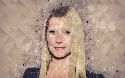 Gwyneth Paltrow, 4k, art, American actress, face, geometric art, abstraction, Hollywood star