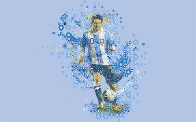 Lionel Messi, arte, low poly, calciatore Argentino, arte creativa, Argentina squadra nazionale di calcio